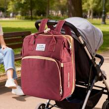 Fashionable Large Capacity Diaper Backpack, Multifunctional Mother Bag, Portable Design For Travel And Maternity - Red - View 3