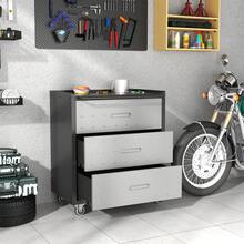 Heavy-Duty Metal Tool Cabinet With Wheels – 3-Drawer Tool Cabinet, 75 * 42 * 88 Cm, Black/Grey, For Garage, Office & Household - Grey - View 5