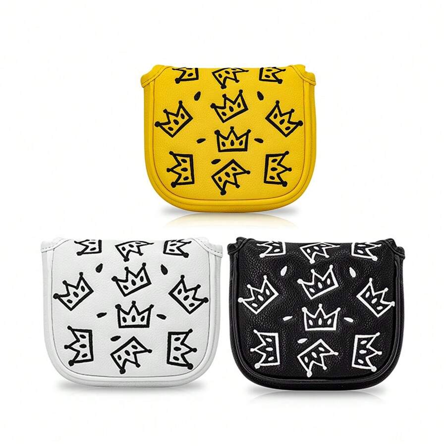 Cheese Crown Design Style Design Style Club Head Cover, Golf Putter Club Cover, Golf Mallet Putter Cover - PU With Advanced Embroidery For Most Brands - Multicolor - View 1