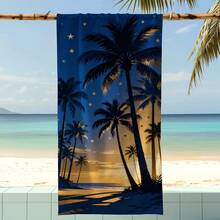 1条热带日落棕榈树沙滩巾，超柔软超细纤维特大号沙滩毯，超强吸水浴巾，适用于海滩、泳池、旅行、露营、瑜伽浴室装饰 - 彩色 - 查看 5