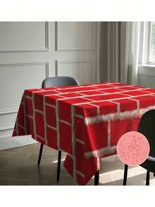 Red Plastic Brick Pattern Tablecloth - Realistic Design For Halloween, Christmas And Party Decorations - Easy To Clean And Maintain - Suitable For Home And Events, Party Tablecloth | Decorative Tablecloth - Red - View 13