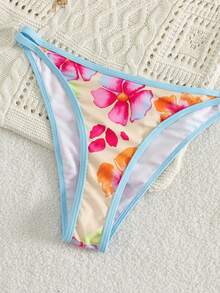 新款随机印花女士两件式比基尼套装，配有可调节肩带，适合夏季海滩度假、性感海滩派对和休闲穿着。 - 淺藍色 - 查看 5