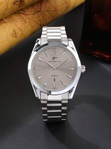 Đồng hồ nam RICECGO, kiểu dáng doanh nhân, sang trọng, tích hợp lịch, dây đeo thép không gỉ, phù hợp đeo hàng ngày, quà tặng ngày Valentine, đồng hồ đeo tay nam. - Bạc - Xem 5