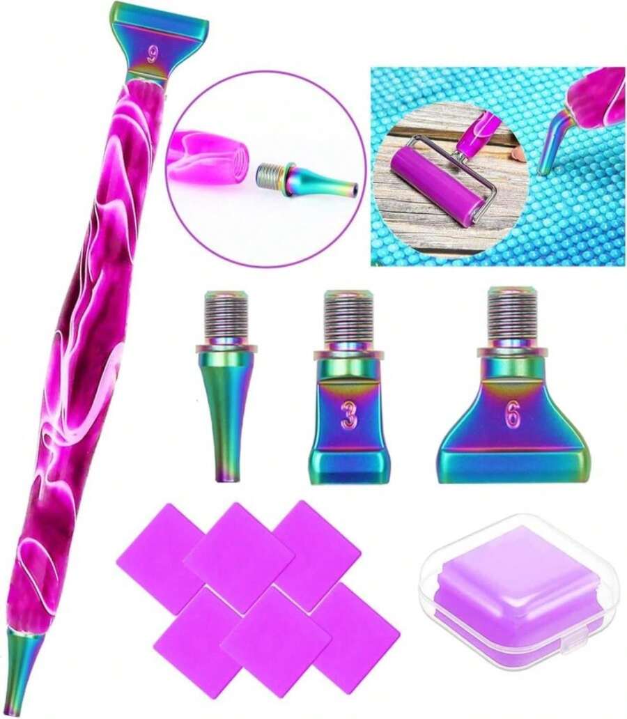 Diamond Art Tools Diamond Painting Accessories Kits With Screw Metal Tip Diamond Painting Pen Drill Bead Dot Pens For Art Craft Nail No Longer Loose (Purple Pen Color 3) - ColorI - 查看 1