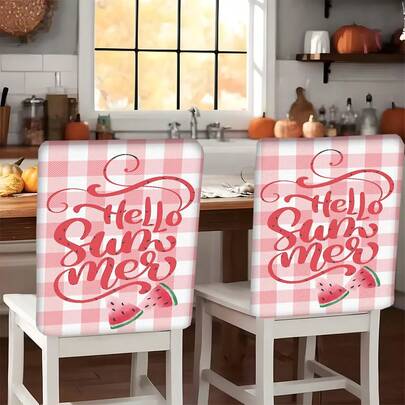 2/4/6pcs Watermelon Print Linen Chair Covers, Suitable For Home Decor, Living Room, Dining Room, Garden, Hotel, Party, Washable Polyester Material, Chair Seat Cushion Covers