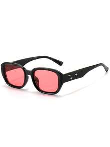 1pc Women's Fashion Eyeglasses Frame, Street Style Accessory For Party - Glossy Black Frame/red - View 2