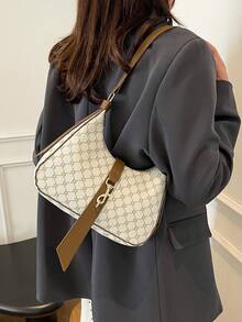 Retro Fashionable Chic Niche One Shoulder Underarm Leopard Print Commuter Elegant Crescent Moon Bag - White - View 1