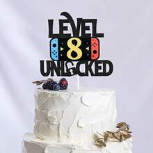 DLevel 8 Unlocked Game Birthday Cake Topper - Video Game Boy's 8th Birthday Game On Party Cake Plies - Gaming Level Up Winner Party Decoration - 8 - Xem 7