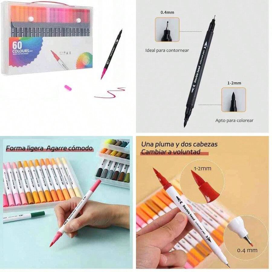 Rotulador acuarelable de 100 colores (0,4 mm/1-2 mm),Rotulador pincel no txico para principiantes,estudiantes,aficionados - 100 COLORES - Ver 1