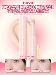 NOVO 遮瑕笔，带高光功能，遮盖黑眼圈、斑点，保湿不卡粉，持久妆效，适合初学者、学生、毕业典礼、派对、生日、日常妆容以及秋冬季妆容。 - 01#奶酪白 - 查看 1