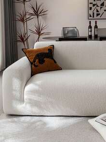 1件泰迪熊绒毛沙发套，防滑耐用，宠物友好，不易褪色，用途广泛，防刮擦，高弹力，多种颜色可选，时尚舒适，可机洗，可重复使用，四季皆宜。 - 米色 - 查看 4