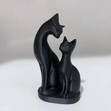 1件母子猫雕像，可爱猫咪情侣雕塑，家居装饰，适合摆放在办公桌、书架、室内/室外，情人节礼物 - 彩色 - 查看 9