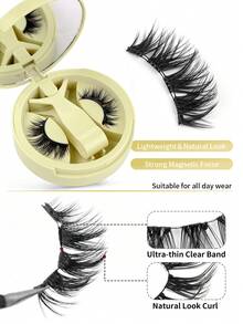 MAANGE 1 Set CC Curled Natural Look Reusable Magnetic False Eyelashes, Various Styles Individually Packaged, No Glue Needed, Easy To Wear And Remove, Creates Natural Makeup Look, 3D Natural Cartoon Style Thin & Soft False Lashes, Natural & Lengthening - 眼尾拉長款 - 查看 10