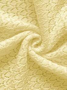 Women's New Hollow Out Sexy Beach Vacation Casual Daily Dress, Flared Sleeve Short Knit Sweater Dress, Spring/Summer/Autumn - Yellow 2 - View 6