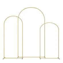 3 Pack Metal Arch Backdrop Stand(7.2FT/6.6FT/6FT), Decorative Balloon Arch Stand, Easy Assembly Gold Wedding Arch, Stable Backdrop Arch Stand For Wedding Ceremony, Birthday Party, Baby Shower - 金色 - 查看 1