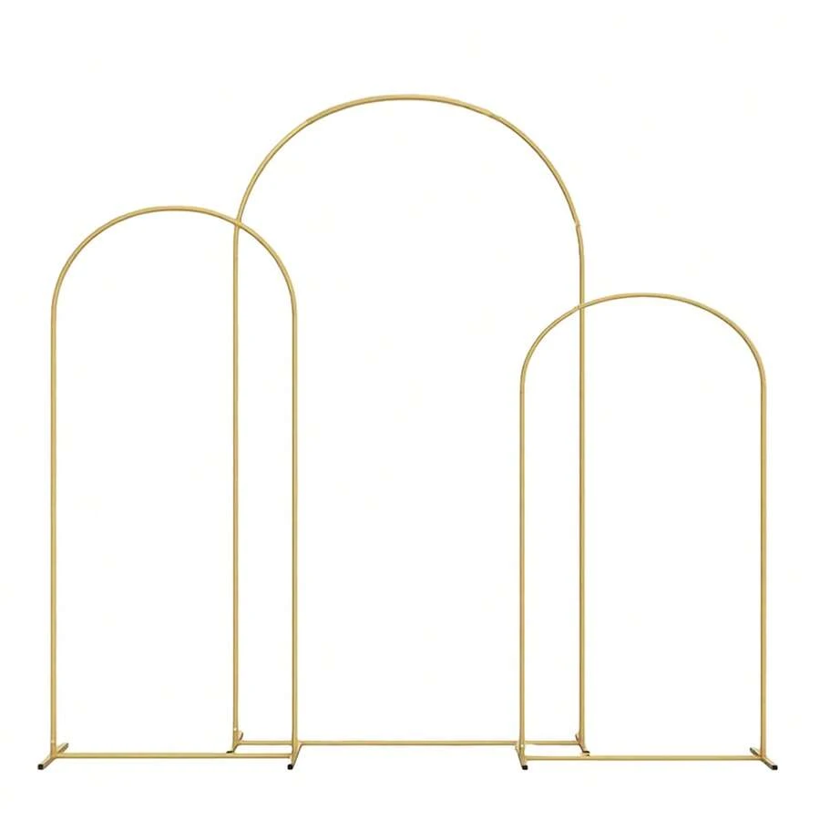3 Pack Metal Arch Backdrop Stand(7.2FT/6.6FT/6FT), Decorative Balloon Arch Stand, Easy Assembly Gold Wedding Arch, Stable Backdrop Arch Stand For Wedding Ceremony, Birthday Party, Baby Shower - 金色 - 查看 1