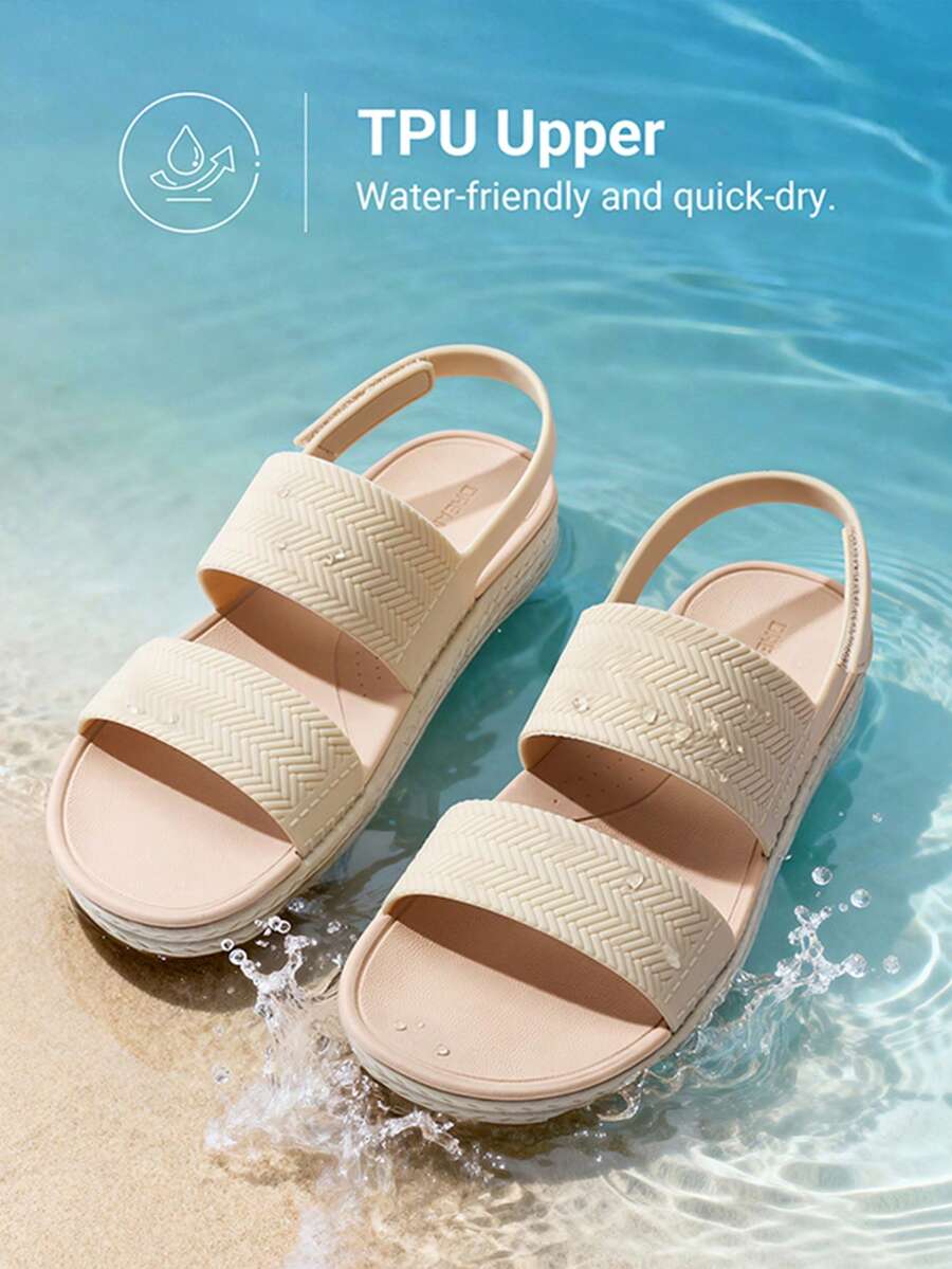 Women Water Sandals Comfortable Flat Sandals Beach Platform Dressy Summer Casual Walking Shoes - Màu be - Xem 1