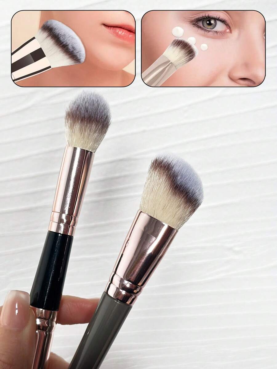 二合一轮廓化妆刷、软角腮红高光刷、化妆工具 - 彩色 - 查看 1