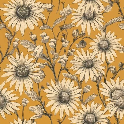 1 Roll Of Vintage Yellow Daisy Flower Wallpaper, Exquisite Interior Decoration Film, Suitable For Decorating Wallpaper In Living Rooms And Bedrooms, Various Room Wall Decorations, Home Wall Renovation Wallpaper, Easy To Install, Handmade Craft Film