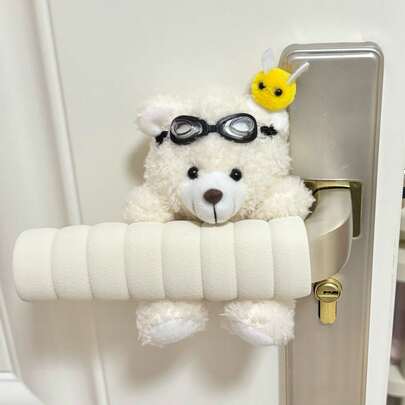 可爱小熊造型门把手套，适用于房间门，防撞防静电柔性布套，可爱小熊造型门把手套，适用于单元门和各种门把手