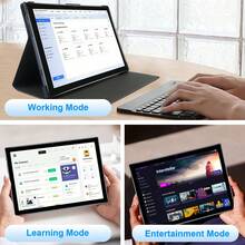 Qetupa Tableta Android 15 de 10.1 pulgadas, con funda, teclado y ratón, 8 GB de RAM + 128 GB/256 GB de ROM, pantalla táctil de 1280x800, cámara frontal de 5 MP y cámara trasera de 13 MP, batería de 6000 mAh, (sin adaptador) - Blanco - Ver 7