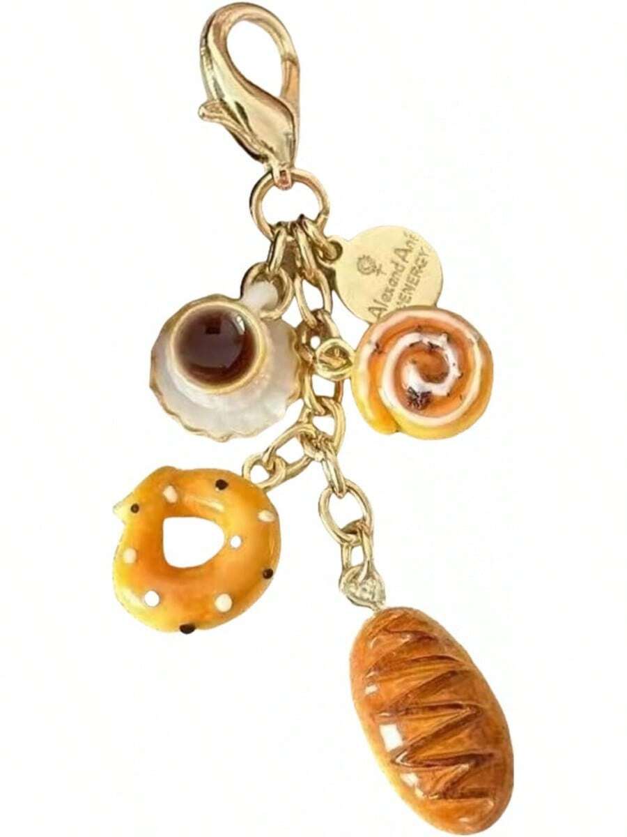 Keychain Pendant Coffee Cup And Bread Coin Purse Charm Accessory Portable Resin Bag Decoration For Women - 1 - View 1
