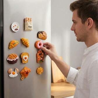 1pc/4pcs/6pcs Food Fridge Magnets, Cute Decorative Refrigerator Stickers, Suitable For Kitchen, Strong Resin Magnets, Home Decor, Office Decor, Valentine's Day, Wedding, Birthday, Kitchen Decor, And Various Shaped Soap Molds