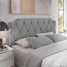 Upholstered Headboard For Queen Size Suspended Bed 1.60cm Kelly Various Colors - Xám - Xem 1