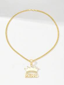 1件经典欧美风格铜质嘻哈之王限量版吊坠项链，适合作为圣诞节、感恩节、万圣节、母亲节、情人节、送给朋友、圣餐礼、日常佩戴、祈祷的礼物。