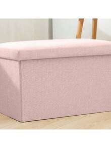 1pc Foldable Linen Storage Ottoman, Large Capacity, Suitable For Shoe Changing Or Sofa Bench, Multi-Functional Storage Stool