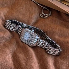 1pc New Arrivals Square Dial Ladies Waterproof Watch, Elegant Simple Style With Roman Numerals And Decoration, Suitable For Daily Life And Parties - Silver - View 9