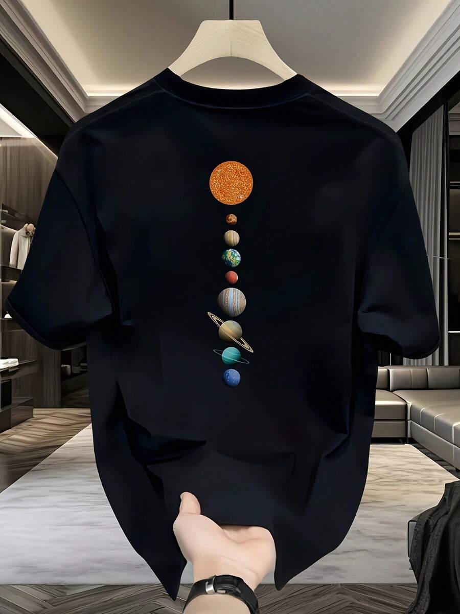 Men's Thick T-Shirt - 黑色 - 查看 1