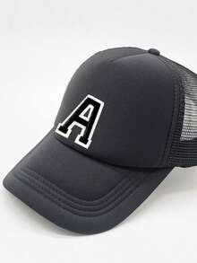 1pc 26 Letter Truck Cap, Fashionable & Versatile Mesh Breathable Sun Hat, Suitable For Daily Wear, Can Be Given As A Gift - Black - View 10