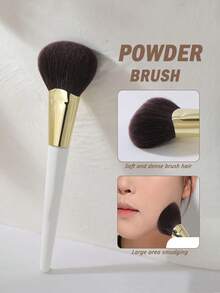 1pc Professional High Gloss Fan-Shaped Makeup Brush, Face Highlighter Brush, Premium Synthetic Fiber Soft Powder Brush, Suitable For Face Contouring, Foundation, Concealer, Blush, Bronzer, Powder And More - White - View 6