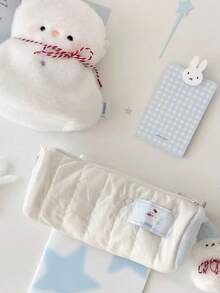 1个圣诞雪人/小狗笔袋 大容量可爱文具袋 毛绒高档小众铅笔盒 文具盒 - 彩色 - 查看 7