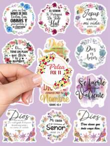 50pcs Spanish Inspirational Phrase Stickers For Notebook, Laptop, Cup, Phone Case, Decor - Multicolor - View 3