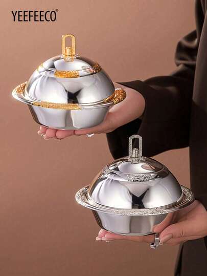 1 ijzeren kom met goud/zilver reliëf, decoratieve kom, kom uit het Midden-Oosten, dadelpalmschaal, yoghurtschaal, notenschaal, snackschaal, bord, geschikt voor thuis/restaurantgebruik