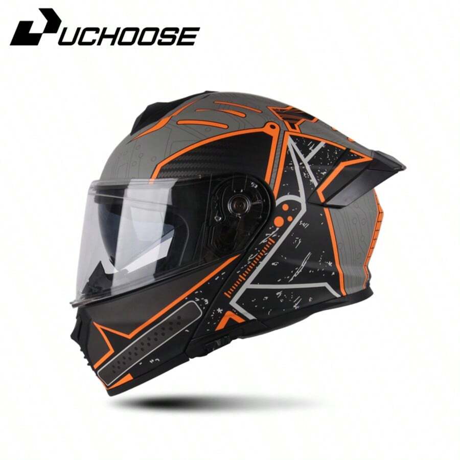 DOT Uchoose Approved Full Face Helmets Crash Motorbike Protective Gear Men Women Flip Up Helmet Motorcycle Visor Double Sun - Đua xe mô tô - Xem 1