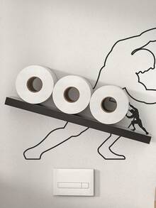 Toilet Paper Holders |Wall Mounted Tissue Roll Dispenser, Rustproof, Heavy Duty, Space-Saving, Easy Install, Self-Adhesive, Black For Bathroom, Kitchen, RV - Multicolor - View 4