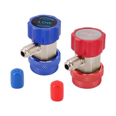 R134a快速接头适配器，可调式R134a适配器快速连接器，用于汽车空调系统充注，高压和低压1/4英寸SAE连接器套装