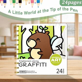 GDTME كتاب تلوين للكبار مكون من 24 صفحة - كتاب تلوين للحيوانات لتخفيف الضغط، يتضمن حيوانات جميلة، تجليد حلزوني ذهبي، مناسب لمناسبات مثل عيد الحب، عيد الفصح، العودة إلى المدرسة، هدية رائعة للعائلة والأصدقاء والأحباء