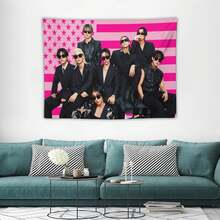 STRAY Members Magazine Pink America Flag , Skz KIDS-S Kpop Tapestry, Stray Tour 2025 Merch,Gift Ideas STAYS, Birthday Gift & Concert Merch ,Wall Hanging Aesthetic College Decor - White - View 3