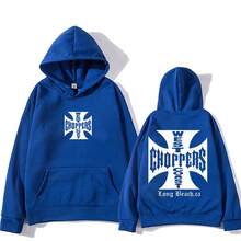 West Coast Choppers Hoodie For Men And Women, Oversized Fashion Top, Hip-Hop Clothing, Fleece Long-Sleeve Sweatshirt Hoodie - 黑色 - 查看 10