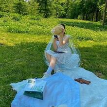 1pc Outdoor Transparent Inflatable Sofa, Multi-Functional Portable Camping Inflatable Sofa With Transparent Backrest Support, Quick Inflation, Suitable For Indoor And Outdoor, Made Of Durable Anti-Scratch PVC Material - Multicolor - View 1