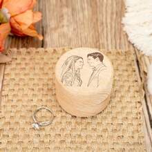 1 pieza Caja personalizada tallada para anillo, Caja redonda para anillo, Caja personalizada para anillo de boda, Caja para anillo de compromiso, Caja soporte para anillo, Regalo de aniversario de boda, Caja para propuesta de anillo, Otoño de moda - Multicolor - Ver 8