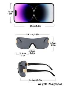 1 Pair Men's Frameless One-Piece Lens Y2K Punk Style Outdoor Cycling Windproof High-Quality Fashion Fashion Glasses - Multicolor - View 7