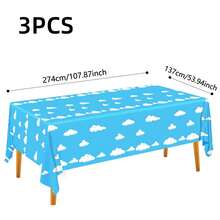 1/3 包卡通故事桌布，奶牛图案印花桌布，蓝天白云图案，奶牛主题生日派对装饰，适合激发灵感的故事主题派对装饰用品，尺寸 54 x 108 英寸 - 彩色 - 查看 9