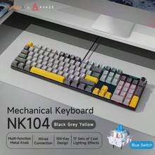 AJAZZ NK104 Wired Gaming Mechanical Keyboard, Multi-Function Metal Knob, 104-Key Large Configuration, Office Mechanical Keyboard, Red Switch, Symphony Backlight, Support Multi-System, Suitable For Games And Office - Multicolor - View 12