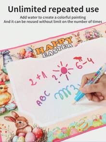 可重复使用的大型水彩画垫，复活节主题儿童水彩画布，清洁双手绘画早教玩具，亲子互动艺术启蒙水彩画布，复活节庆祝活动，儿童节派对礼物（男孩女孩皆宜） - 彩色 - 查看 4