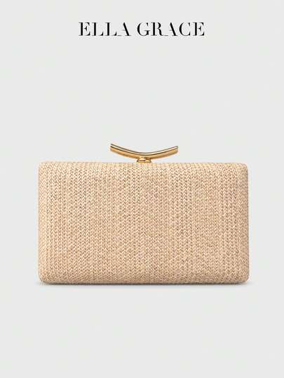 ELLA GRACE- Woven Evening Clutch Bag For Woman, Elegant Hard Case Handbag With Metal Clasp, Party Handbag, Bags For Woman, Gifts For Women
